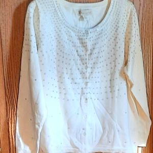 Decarte Sequin-Sparkle White Cardigan size 1X